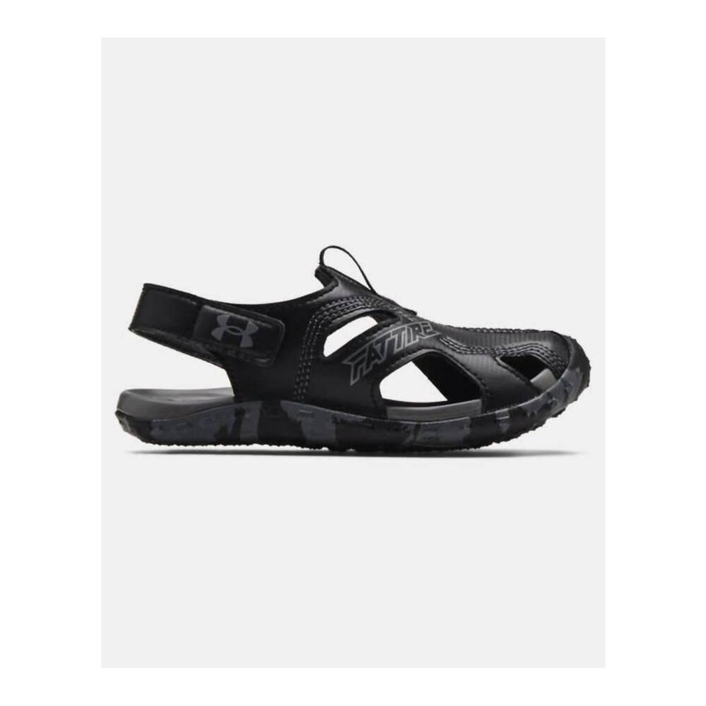 NEW UNDER ARMOUR kids' pre school fat tire defender slide sandal in black